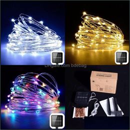 Christmas Decorations 100 Led Solar Outdoor String Lighting Modern Christmas Copper Wire Lights Waterproof Courtyard Light Strings G Dhdmo