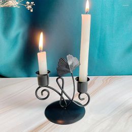 Candle Holders Metal Ginkgo Biloba Leaf Holder Iron Candlestick Ornaments Wedding Table Decoration For Living Room