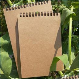 Notepads Notepads Retro Antiquity Kraft Paper Portable Sketchbook Graffiti Upturn Coil Creative Idea Notepad Factory Direct Selling Dh1Wf