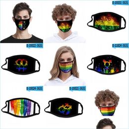 Designer Masks 3D Color Printing Rainbow Mask Polyester Ice Silk Fabric Facemask Lgbt Homosexuals Dustproof Washable Masks Fashion R Dhho3