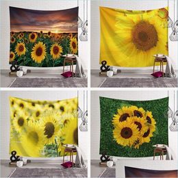 Blankets Outdoors Summer Women Shawl Sunflower Prints Indoor Hang Tapestry Sofa Throw Blanket Fit Home Decoration High Quality 28Ls Dhrtk