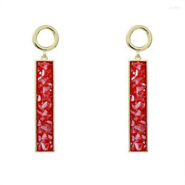Dangle Earrings Fashion High-end Heavy Industry Crystal Hand-inlaid Women's Colorful Green And Red Simple Word Long