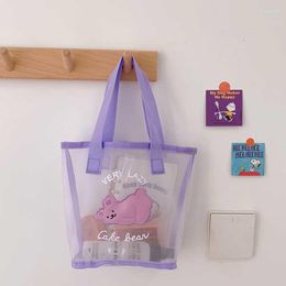 Sacos de armazenamento kawaii desenho animado urso infantil saco de praia bolsa de bebê malha de natação seca pequena para toalhas maquiagem esportes fitness