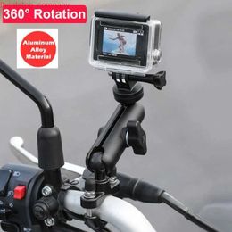 Car Metal Motorcycle Camera Holder Handlebar Mirror Mount Stand For Gopro 8 7 6 DJI OSMO Action Insta360 Sports Cameras Accessories