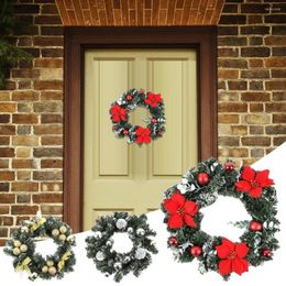 Decorative Flowers Garland Wreath Portable Hanging Battery Operated Festive Touch Greenery Snowy Pine Cone Christmas Decor