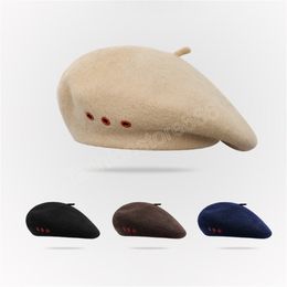 Womens Beret Cap Rabbit Fur Thick Solid Color Knitted Winter Hats for Women Big Size 60cm Gorras