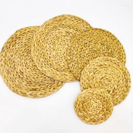 Table Mats Woven Placemats For Dining Thick Rustic Round Kitchen All Natural Wicker Tablemats Hand-Braided From Wat