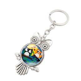 Keychains Lanyards Owl Glass Cabochon Keyring Keychain Shape Key Chain Holders Fashion Accessories Bag Hangs Drop Delivery Dh7La