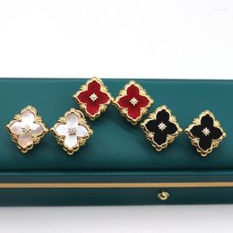 Stud Earrings Vintage Antique Gold Colour Multi Clover Earring For Women Girl Gift Flower Mujer Aretes