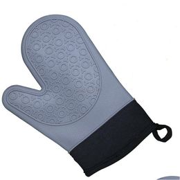 Oven Mitts Home Colours Long Professional Sile Oven Mitt Kitchen Waterproof Nonslip Potholder Gloves Cooking Baking Glove Tools Drop Dhyhj