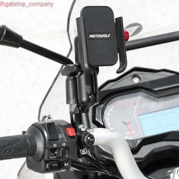 Car New Universal Aluminium Motorcycle Mobile Phone Holder Bike Phone Stand GPS Mount Bracket Support for 4-6.5inch iPhone Smartphone