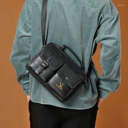 Briefcases Fashion Men's Messenger Bag Vintage Man Tote PU Leather Satchel Shoulder Male Crossbody Bags Luxury Designer