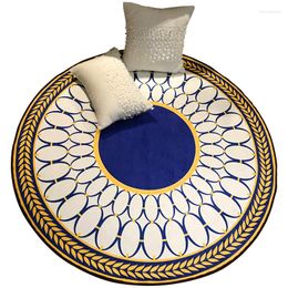 Carpets Nordic Bedroom Circular Carpet Geometric Pattern Absorbent Living Room Hallway Rug Stain-resistant Round Blue Heart Floor Mats