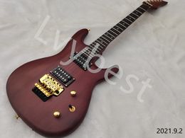 Customised Electric Guitar Solid Thin Body See Thru Brown Finished Gold Parts Black Open Pole Pickups 1 Volume And 1 Tone