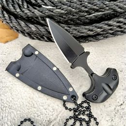 Outdoors Neck Knife Tactical Bayonet Spear Tip Fixed Blade with T-handle In A Plastic Sheath for Concealed Carrying Outdoor Mini Self Defence Hand Tools