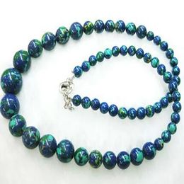 Fashion 6-14mm Blue Beads chain women Necklace Jewellery 18inch