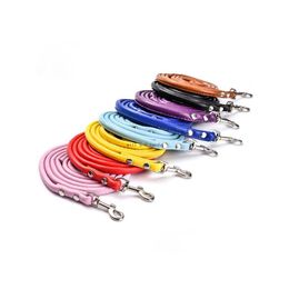 Dog Collars Leashes Pu Leather Dog Leash Candy Colour Cute Puppy Walk Leashes Hook Pet Dogs Supplies Drop Delivery Home Garden Dhm2E