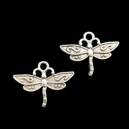 100pcs dragonfly Pendants Charms For Jewelry Making Tibetan Silver Color Antique DIY Handmade Craft 17x23mm DH0559