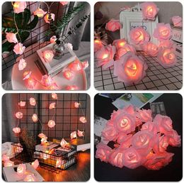 USB/Battery Powered Rose Flower LED String Lights Artificial Flower Bouquet Garland for Holiday Wedding Valentine's Day Christmas Party Decoration