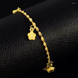 Charm Bracelets Arrival Heart With Clover Bracelet For Women Wholesale Fashion Jewellery 24K Yellow Gold Girls