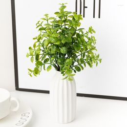 Decorative Flowers 2pc Green Eucalyptus Branch Artificial Plastic Plants Leaves Christmas Wedding Garden Vase DIY Home Decoration Faux Fake