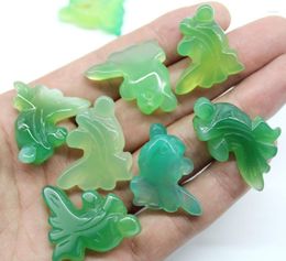 Pendant Necklaces Wholesale 6Pcs Natural Stone Fish Green Red Agates Hand-carved Pendants For Diy Necklace Accessories Jewellery Making