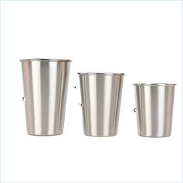 Tumblers 230Ml 350Ml 500Ml Pint Cups Stainless Steel Shatterproof Drinking Metal Glasses For Kids And Adts 25 J2 Drop Delivery Home Dh5Gg