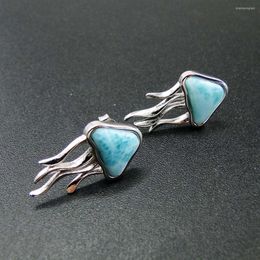 Stud Earrings Selling 925 Sterling Silver Natural Larimar Jellyfish For Women Gift