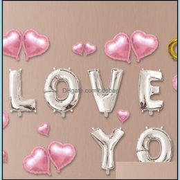 Party Decoration English Number Balloons Set Wedding Supplies I Love You Letters Aluminium Film Balloon Ornament For Valentine 6 5Ys Dhsjj