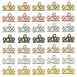 70pcs/lot Vintage Year 2022 Charms Pendant for Keychain Necklace Bracelet Earrings Jewellery Making Supplies Findings & Components Acessories Christmas Gift