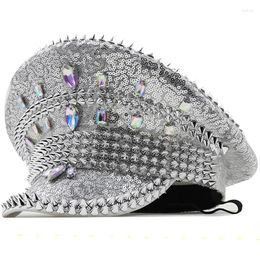 Berets Women Men Steampunk Military Hat Captain Cap For Lady Sergeant Bridal Hen Do Festival Birthday Part Can Customize