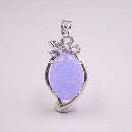 Pendant Necklaces 18K GP With Purple Jade Blessing Ellipse Zircon 35 17mm Gift