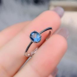 Cluster Rings London Blue Topaz Ring Oval Gemstone 925 Sterling Silver Engagement Wedding For Women Gift