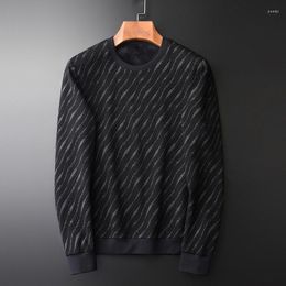 Men's Hoodies 21C Add Velvet Sweatshirt Men Luxury Round Collar Yarn Dye Stripe Male Autumn And Winter Slim Fit Mens 4XL