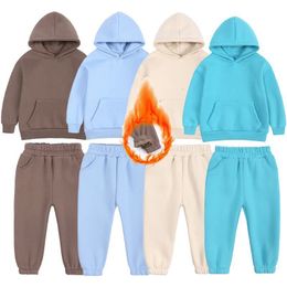 Clothing Sets 212 years old childrens clothing winter boys and girls fleece sweater suit hooded Plush sportswear 221125