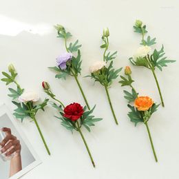 Decorative Flowers Two Small Single Foreign Peony Artificial Flower Factory Direct Supply Diy Supplies Simulation Plant Decoration