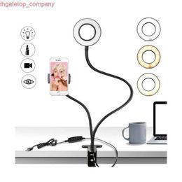 Car Universal Selfie Ring Light with Flexible Mobile Phone Holder Lazy Bracket Desk Lamp LED Light for Live Stream Office Kitchen