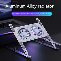 Car 2022 New Aluminium Laptop Stand Foldable Desk Riser Mute Cooling Fan Adjustable Notebook Stand For Macbook Pro Air iPad Tablet