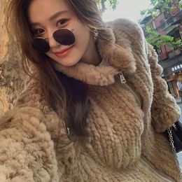 Women's Fur Winter Thick Furry Loose Coat Women Korean Style Braided Stand-collar Lamb Wool Top Tide Woman Jacket