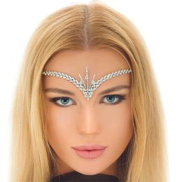 Wedding Bridal Crystal Rhinestone Forehead Headband Crown Tiara Pageant Queen Headpiece Hair Accessories Jewellery Headdress