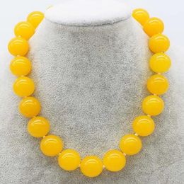 yellow jade round 18mm necklace 18inch nature wholesale beads big size