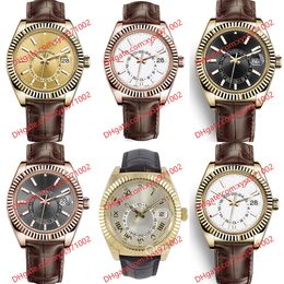 13 model Fashion men's watch 2813 automatic mechanical watch 326139 42mm dial rose gold stainless steel sapphire glass brown leather strap wristwatch 326935 watches