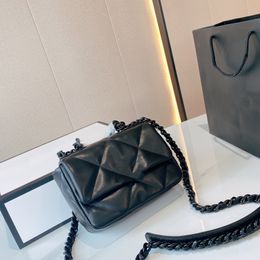 20C 19 Series Full Black Quilted Bags Classic Mini Flap Lambskin Leather Chain Totes Crossbody Shoulder Women Ladies Famous Luxury Designer Handbags