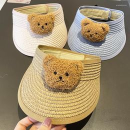 Berets Summer Baby Boy Girl Baseball Cap Cute Cartoon Bear Infant Caps Babys Soft Cotton Straw Beret Sun Hat Kids Breathable Hats