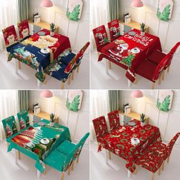 Chair Covers Christmas Decoration Tablecloth Cartoon Pattern Table Cover Waterproof Square Oxford Cloth Wedding Decor Manteles