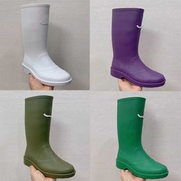 2022 Non-slip Rain Boots Women Knee-High Water Boots Designer PVC Platform Waterproof Welly Outdoor Casual Boots NO431