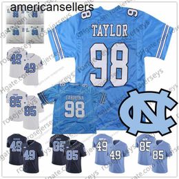 UNC North Tar Heels #98 Lawrence Taylor 49 Julius Peppers 85 Eric Ebron 10 Mitchell Trubisky Retired Vintage Football Jersey