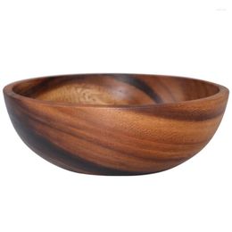 Bowls A50I Natural Hand-Made Wooden Salad Bowl Classic Large Round Soup Dining Plates Wood Kitchen Utensils