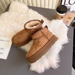 Winter Classic australia tasman Mini Boots Platform Snow Boot Button Matte Fur Suede Sheepskin Wool Blend Comfort Fall Designer Ankle Booties tazz slipper uggitys