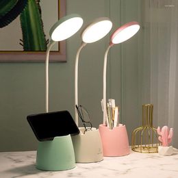 Table Lamps Lamp Eye Protection Reading LED Office Flexo Desk With Pen Holder USB Rechargeable Stepless Dimming Light